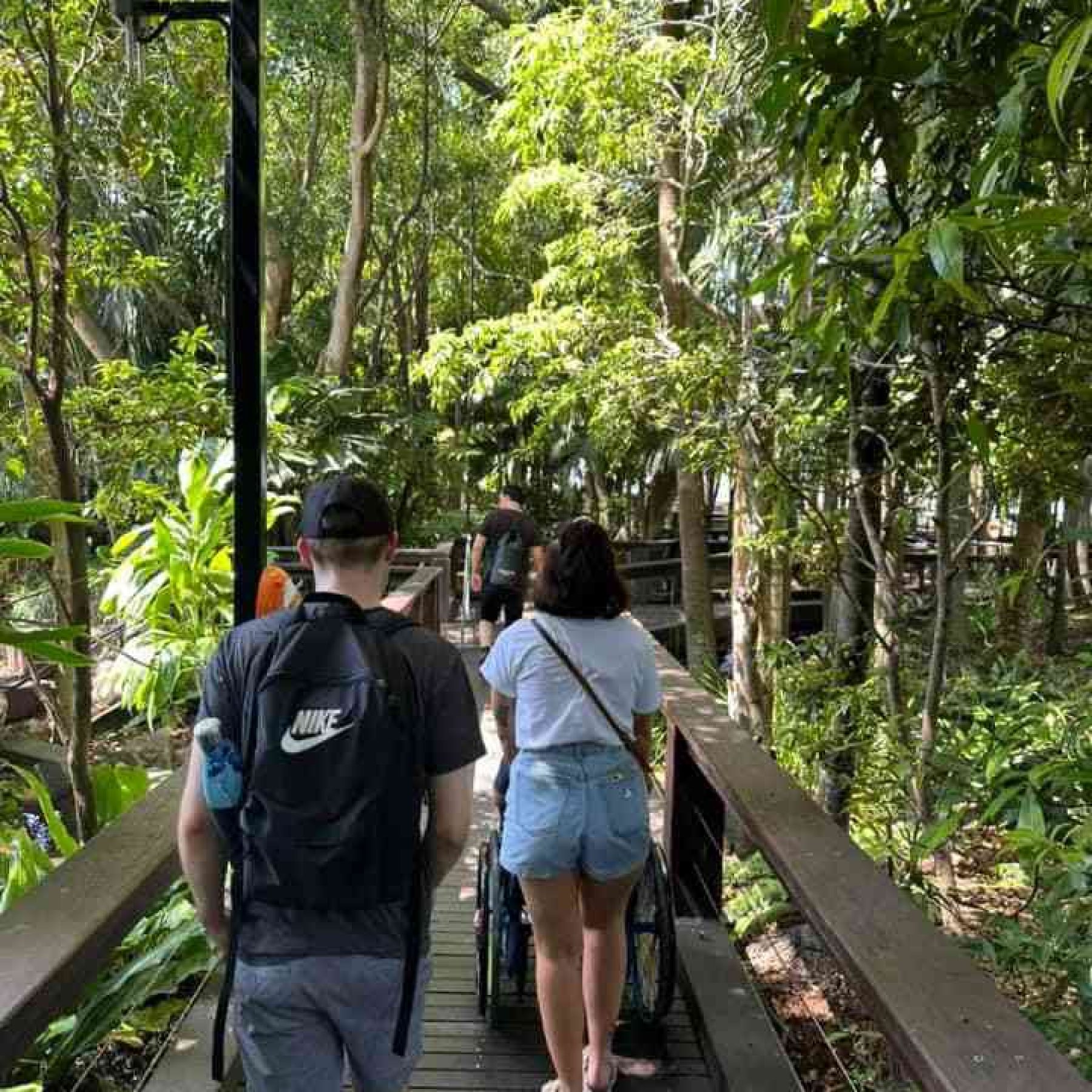 People walking in the garden