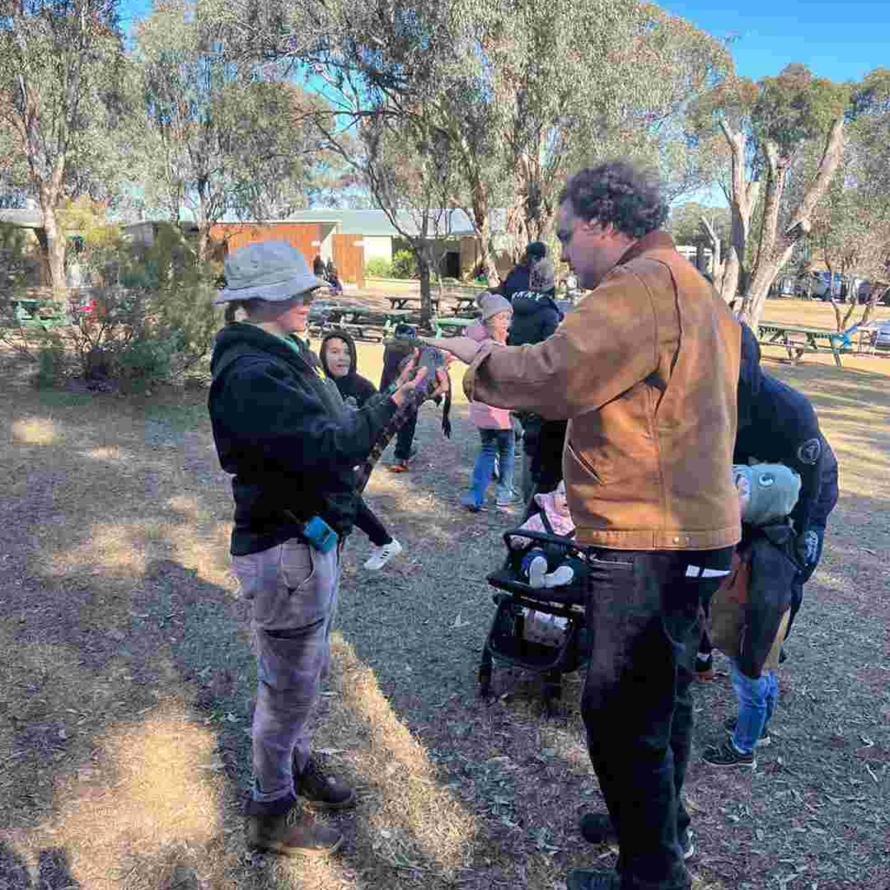 Two people talking to each other